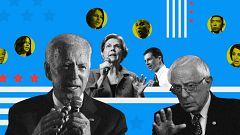 A composite image of the leading Democratic presidential candidates.