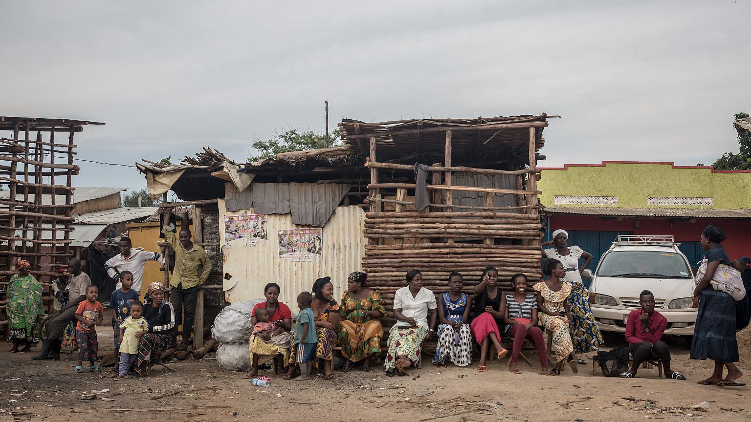 Image: Women gather to sit and chat in Nakivale refugee settlement in south