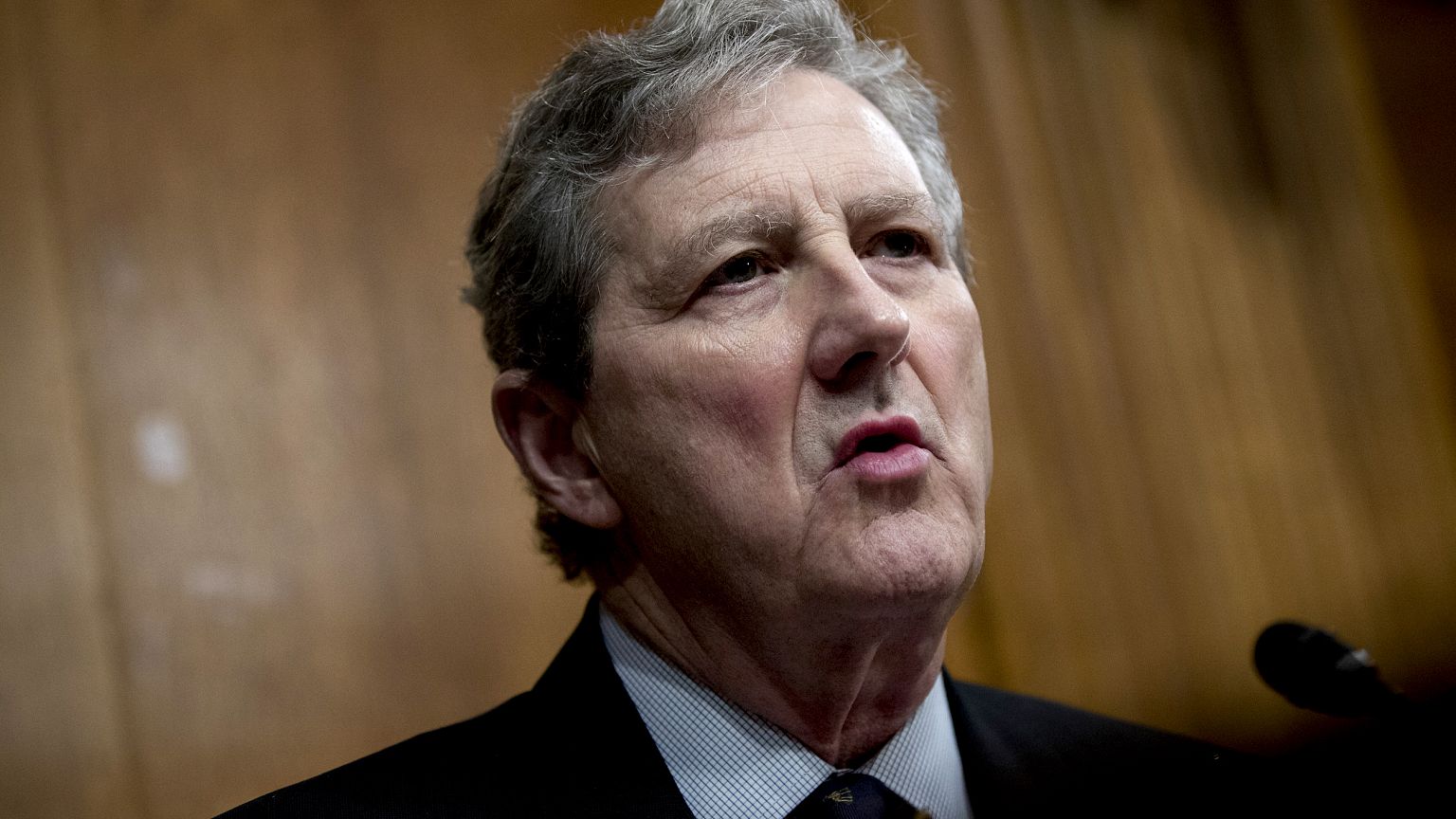 Image: Sen. John Kennedy, R-La., speaks at a hearing with the Senate Judici