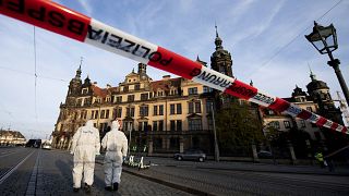 Image: Investigators after a heist at the the Green Vault in Dresden on Nov