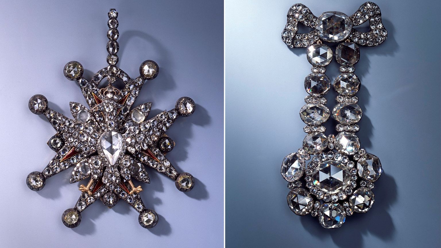 Image: Jewel of the Polish White Eagle Order and a diamond epaulette, among