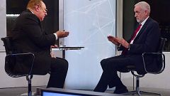 Image: Britain's Labour Party leader Jeremy Corbyn as he appears on the BBC