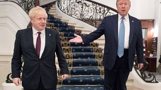 Image: Britain's Prime Minister Boris Johnson meets President Donald Trump