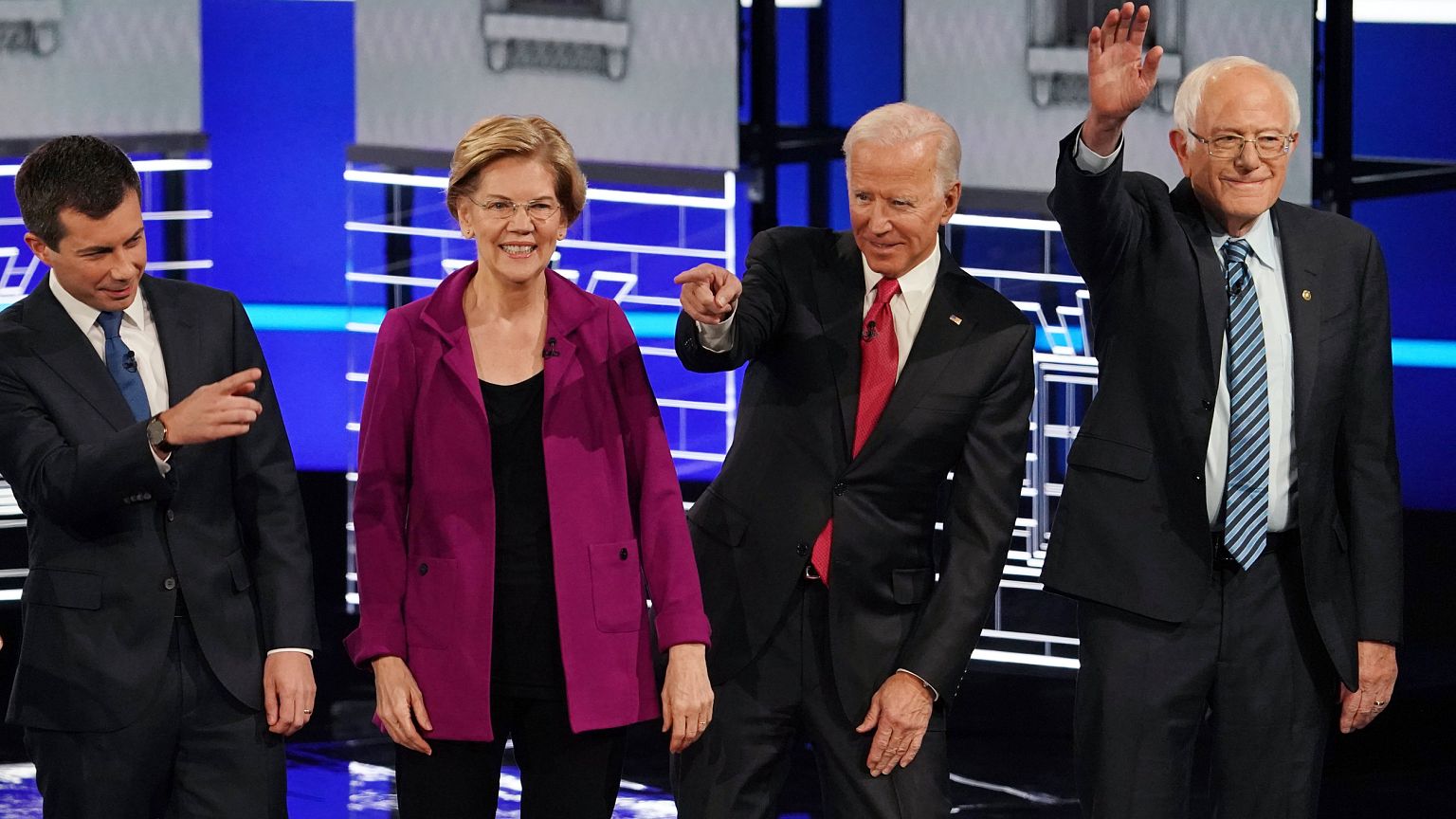 Image: South Bend Mayor Pete Buttigieg, Senator Elizabeth Warren, former Vi