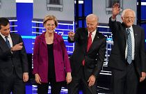 Image: South Bend Mayor Pete Buttigieg, Senator Elizabeth Warren, former Vi