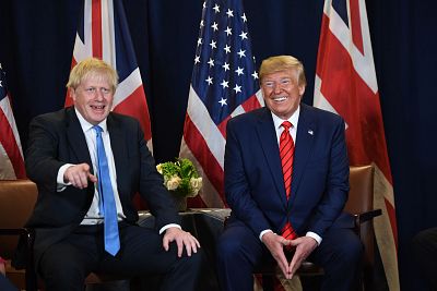 President Donald Trump and British Prime Minister Boris Johnson meet at the United Nations headquarters in New York in September.