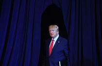 President Donald Trump arrives for a press conference in New York on Sept. 