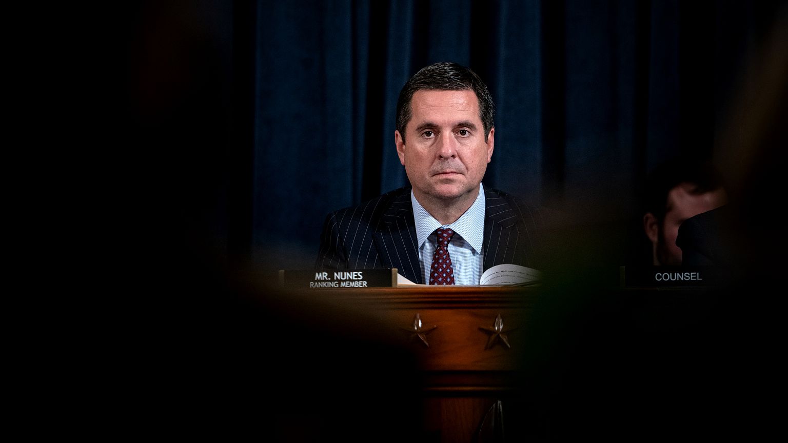 Image: Rep. Devin Nunes, R-CA, looks on during testimony at a House Intelli