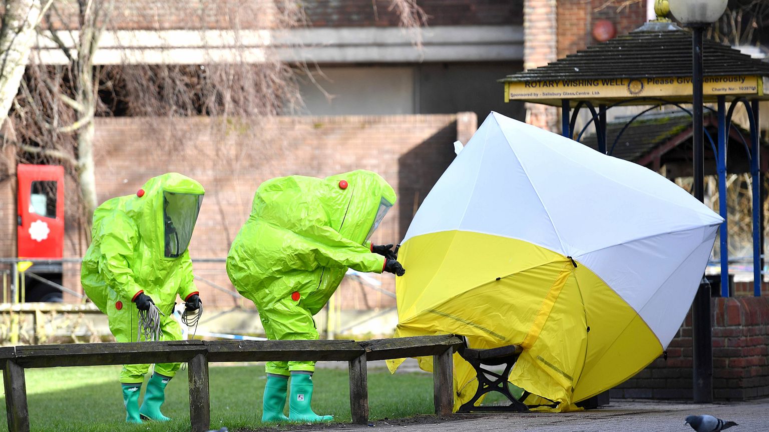 Image: Emergency officials work at the scene of an investigation in Salisbu