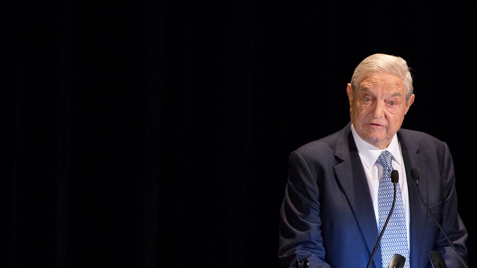Image: FILE PHOTO: George Soros speaks on stage at the Annual Freedom Award