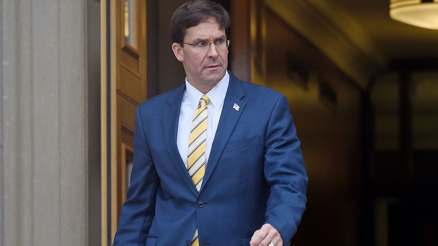 Secretary of Defense Mark Esper arrives at the Pentagon on Oct. 31, 2019.