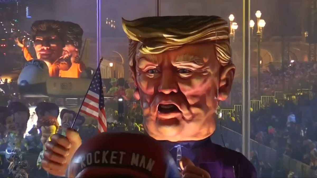 Vast Donald Trump and Kim Jong Un figures dominate Nice carnival