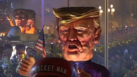 Vast Donald Trump and Kim Jong Un figures dominate Nice carnival