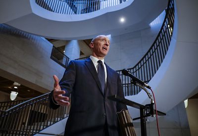 Carter Page, a foreign policy adviser to Donald Trump\'s 2016 presidential campaign, speaks with reporters following a day of questions from the House Intelligence Committee, on Capitol Hill in Washington, on Nov. 2, 2017.
