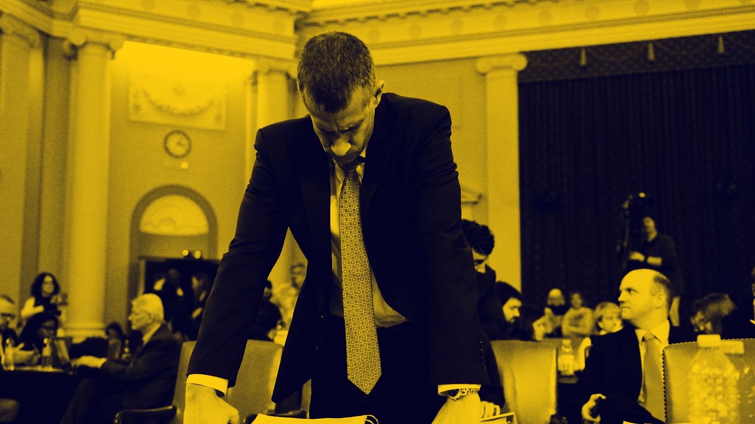 Republican staff counsel Stephen Castor stands at the witness table during 
