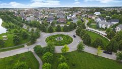 The roundabout in the Village of West Clay was named " International Rounda