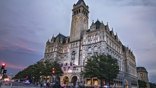 Dusk outside the Trump International Hotel in Washington