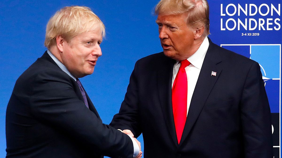 Image: Britain's Prime Minister Boris Johnson greets President Donald Trump