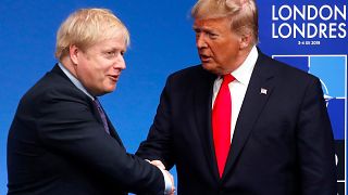 Image: Britain's Prime Minister Boris Johnson greets President Donald Trump