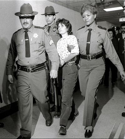 Kathy Boudin is led from the Rockland County Courthouse in New York on Nov. 21, 1981.