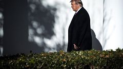 Image: President Donald Trump walks to the Oval Office on Nov. 25, 2019.