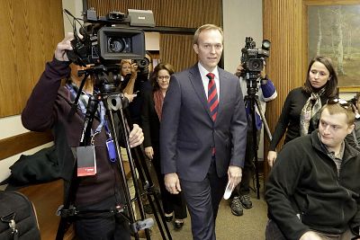Utah Rep. Ben McAdams arrives for a news conference before announcing he will vote to impeach President Donald Trump Dec. 16, 2019, in Murray, Utah.
