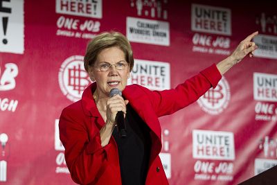Democratic presidential candidate Sen. Elizabeth Warren speaks during a town hall meeting at the Culinary Workers Union Local 226 hosted by Unite Here, in Las Vegas on Dec. 9, 2019.