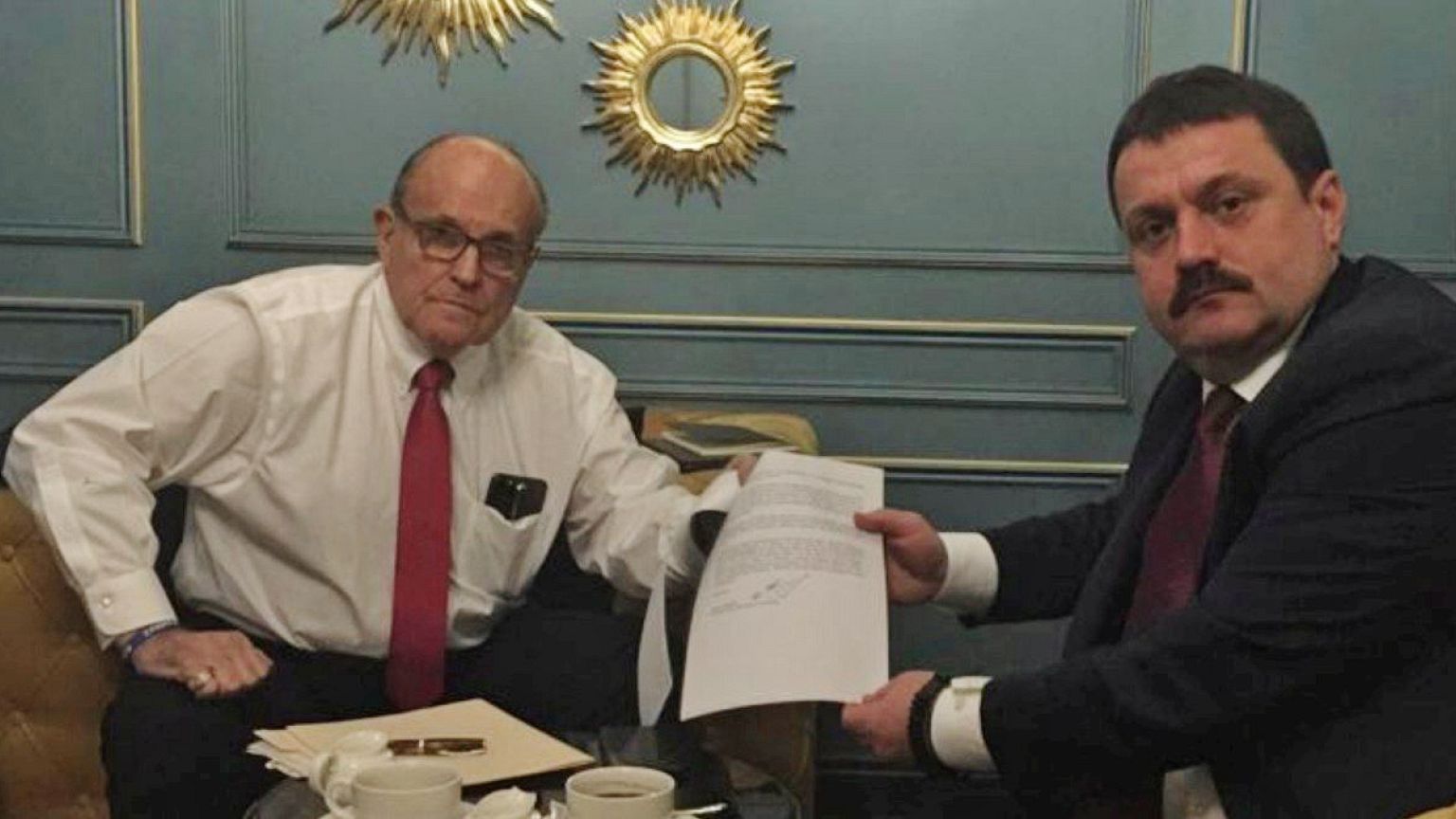 Image: Ukrainian lawmaker Derkach attends a meeting with U.S. lawyer Giulia