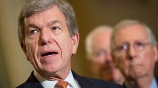 Image: Flanked by fellow Republicans, Sen. Roy Blunt (R-MO) speaks to Capit