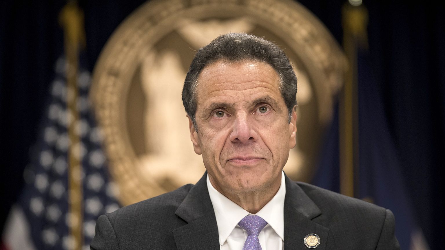 Image: New York Governor Andrew Cuomo speaks during a press conference at h