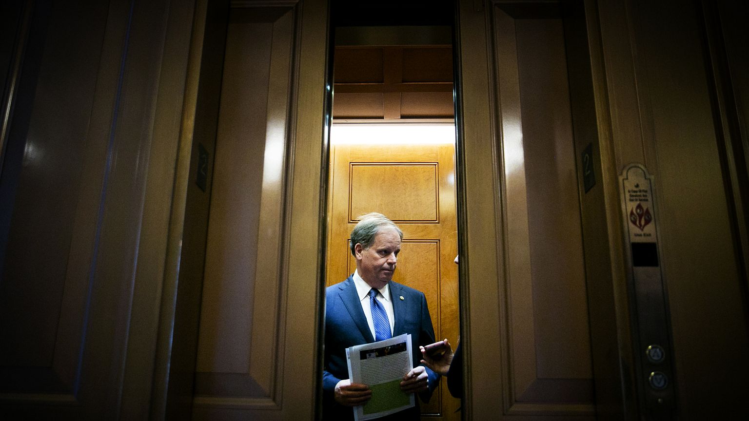 Image: Sen. Doug Jones, D-Ala., after a vote on Capitol Hill on March 14, 2