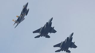 Image: FILE PHOTO: U.S. Air Force F-15 fighter jets fly in formation during