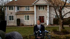 Image: New York Governor Andrew Cuomo speaks at a press conference outside 