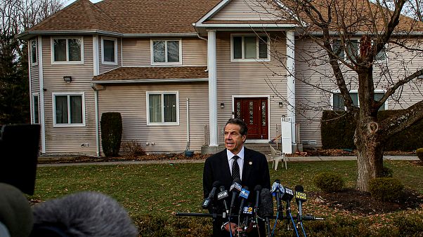 Image: New York Governor Andrew Cuomo speaks at a press conference outside Image: New York Governor Andrew Cuomo speaks at a press conference outside