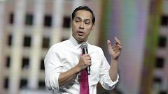 Democratic presidential candidate Julian Castro speaks during the Iowa Demo