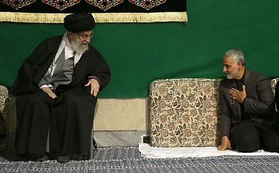 Iran\'s supreme leader, Ayatollah Ali Khamenei, with the commander of the Iranian Revolutionary Guard\'s Quds Force, Gen. Qasem Soleimani, attending a religious ceremony in Tehran.