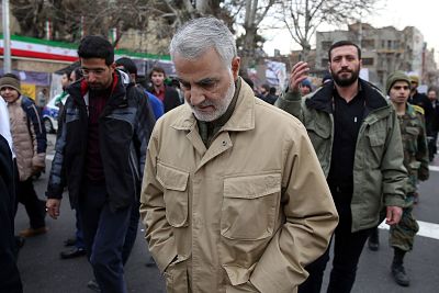 The commander of the Iranian Revolutionary Guard\'s Quds Force, General Qassim Suleimani, attends celebrations marking the 37th anniversary of the Islamic revolution on Feb. 11, 2016 in Tehran.