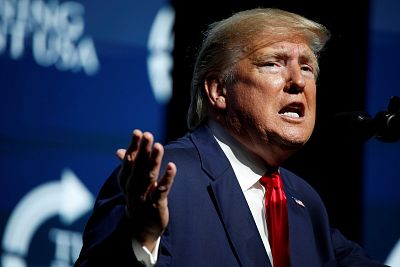 President Donald Trump delivers remarks at the Turning Point USA Student Action Summit at the Palm Beach County Convention Center in West Palm Beach, Florida on Dec. 21, 2019.