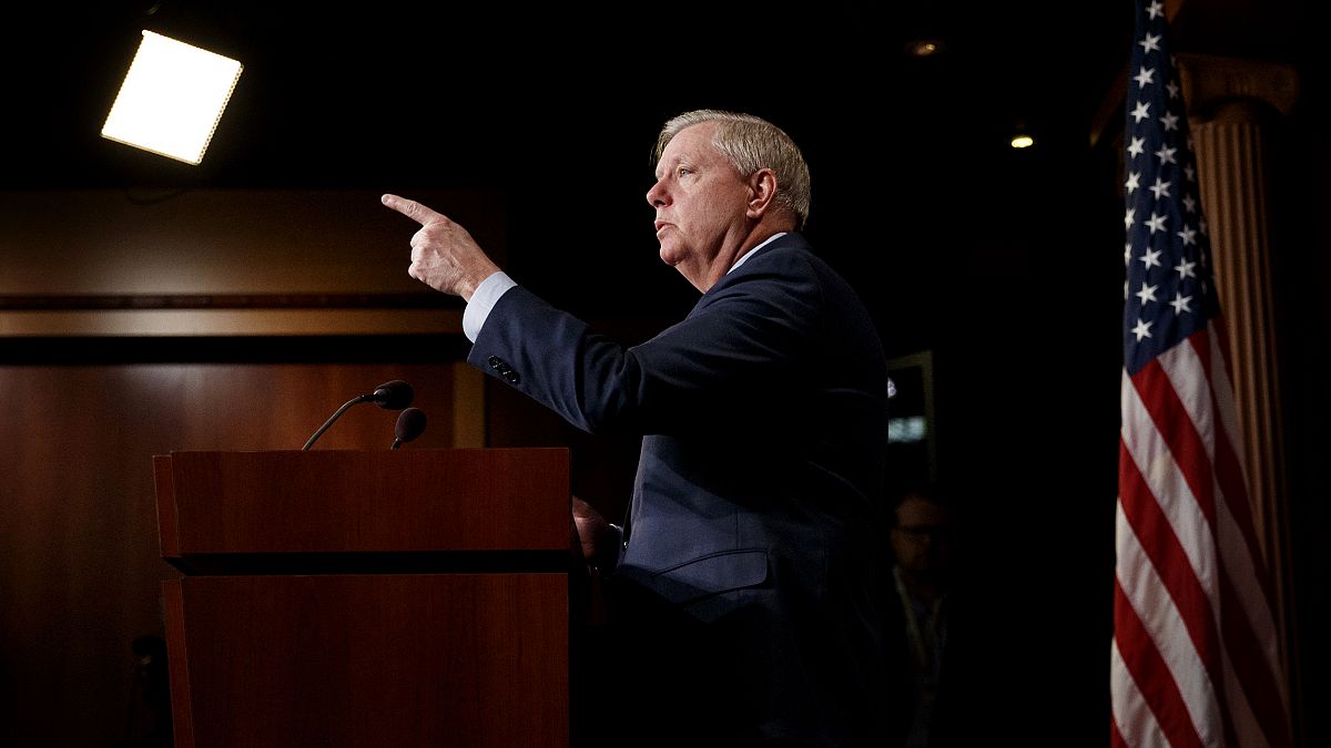 Image: Sen. Lindsey Graham, R-S.C., takes questions during a press conferen