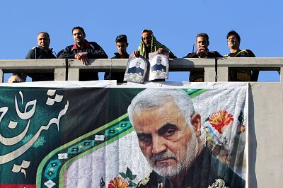 Iranian mourners during the funeral processions for general Qassem Soleimani in his hometown of Kerman on Tuesday. 