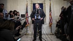 Image: Sen. Lindsey Graham, R-S.C., speaks to reporters outside his office 