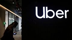 Image: Uber's logo at its office in Bogota