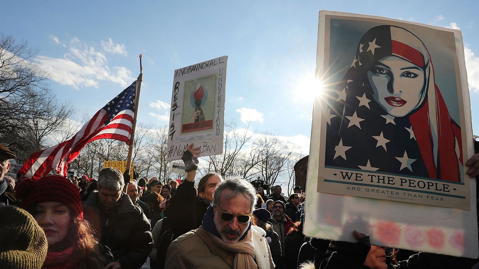 Rally And March In NYC Protests Refugee And Muslim Ban