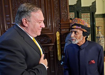 U.S. Secretary of State Mike Pompeo meets with Sultan of Oman Qaboos bin Said al-Said in Muscat, Oman, on Jan. 14, 2019.