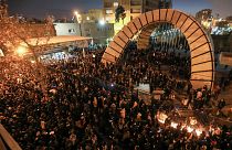Image: Iranians students demonstrate following a tribute for the victims of