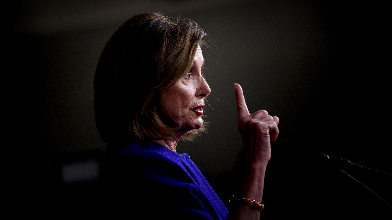 Image: Speaker of the House Nancy Pelosi attends a press briefing on Jan. 9