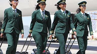 Ethiopian Airlines all - female crew is welcomed by Argentine president
