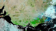 NOAA/NASA's Suomi NPP satellite image from Jan. 13, 2010 shows smoke from e