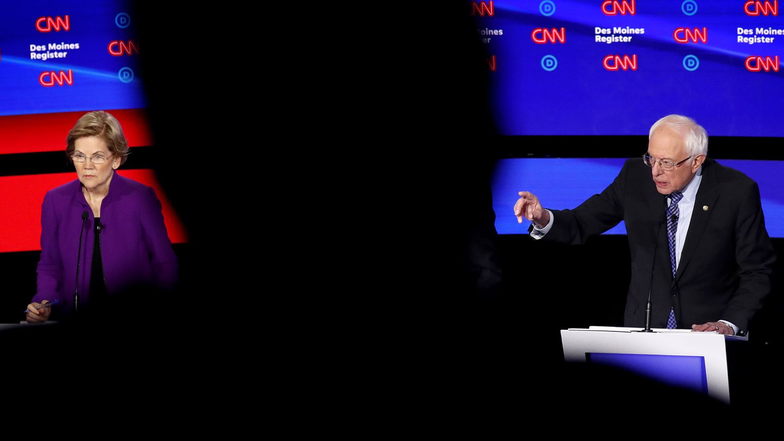 Image: Sen. Elizabeth Warren, D-Mass., and Sen. Bernie Sanders, I-VT, parti