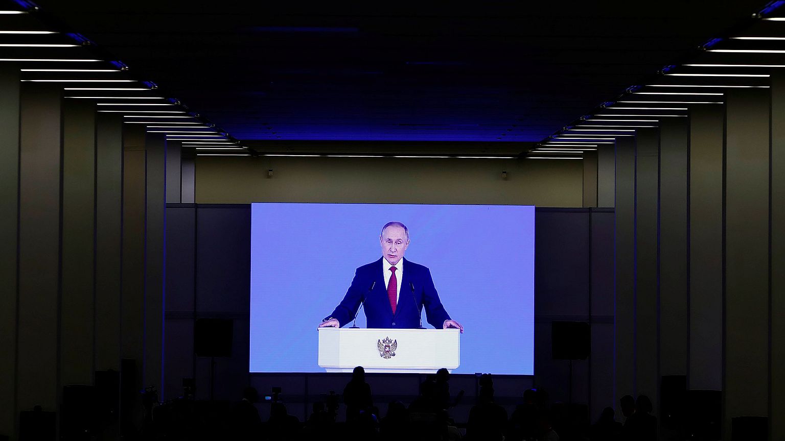Image: Russian President Vladimir Putin delivers his annual state of the na